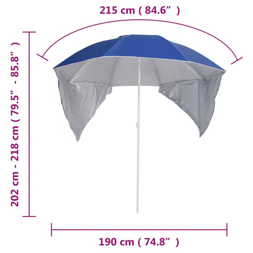Helloshop26 - Parasol mobilier de jardin de plage avec parois latérales 215 cm bleu - Imagen 8