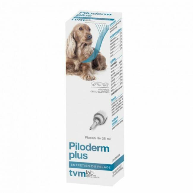 Piloderm Plus TVM complément alimentaire peau et pelage pour chien et chat Flacon 25 ml (DLUO 3 mois)