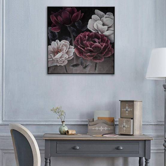 Atmosphera - Toile peinte "Fleur" 58x58cm - Atmosphera Créateur d'intérieur - Image 4