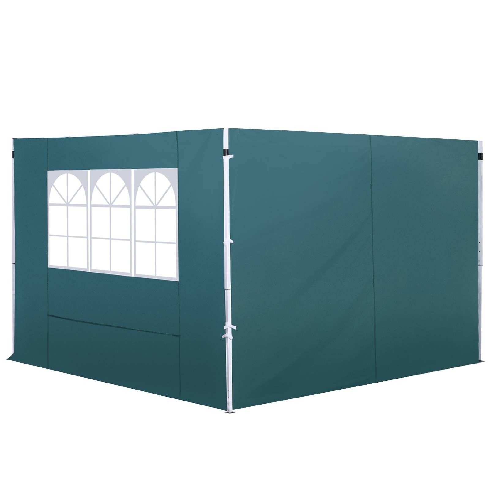 2 parois laterales pour tentes 3x3 m, 300x200 cm, parois de rechange pour cenador en toile Oxford avec fenetre, jardin, vert fonce - Image 2