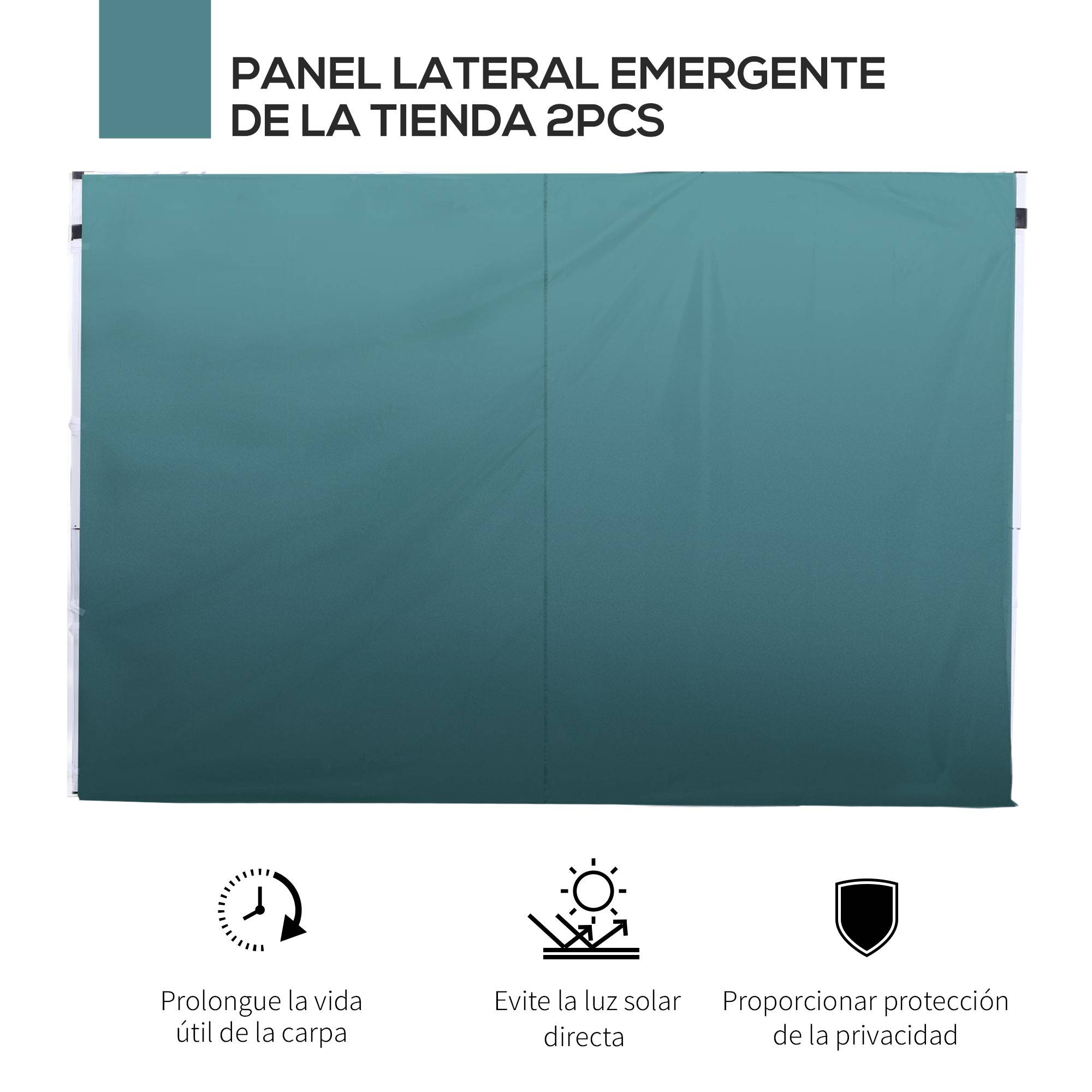 2 parois laterales pour tentes 3x3 m, 300x200 cm, parois de rechange pour cenador en toile Oxford avec fenetre, jardin, vert fonce - Image 6