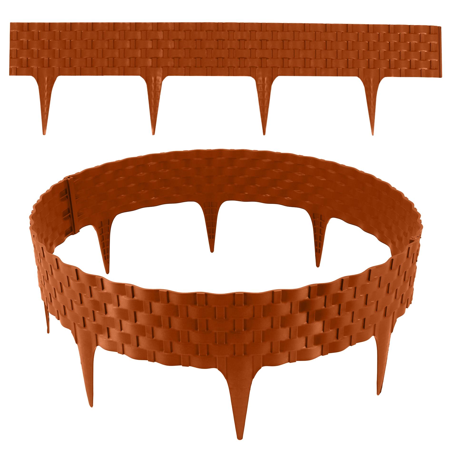 Bordure de pelouse aspect rotin terracotta 4x80 cm – Bordure jardin plastique flexible massif - Image 1