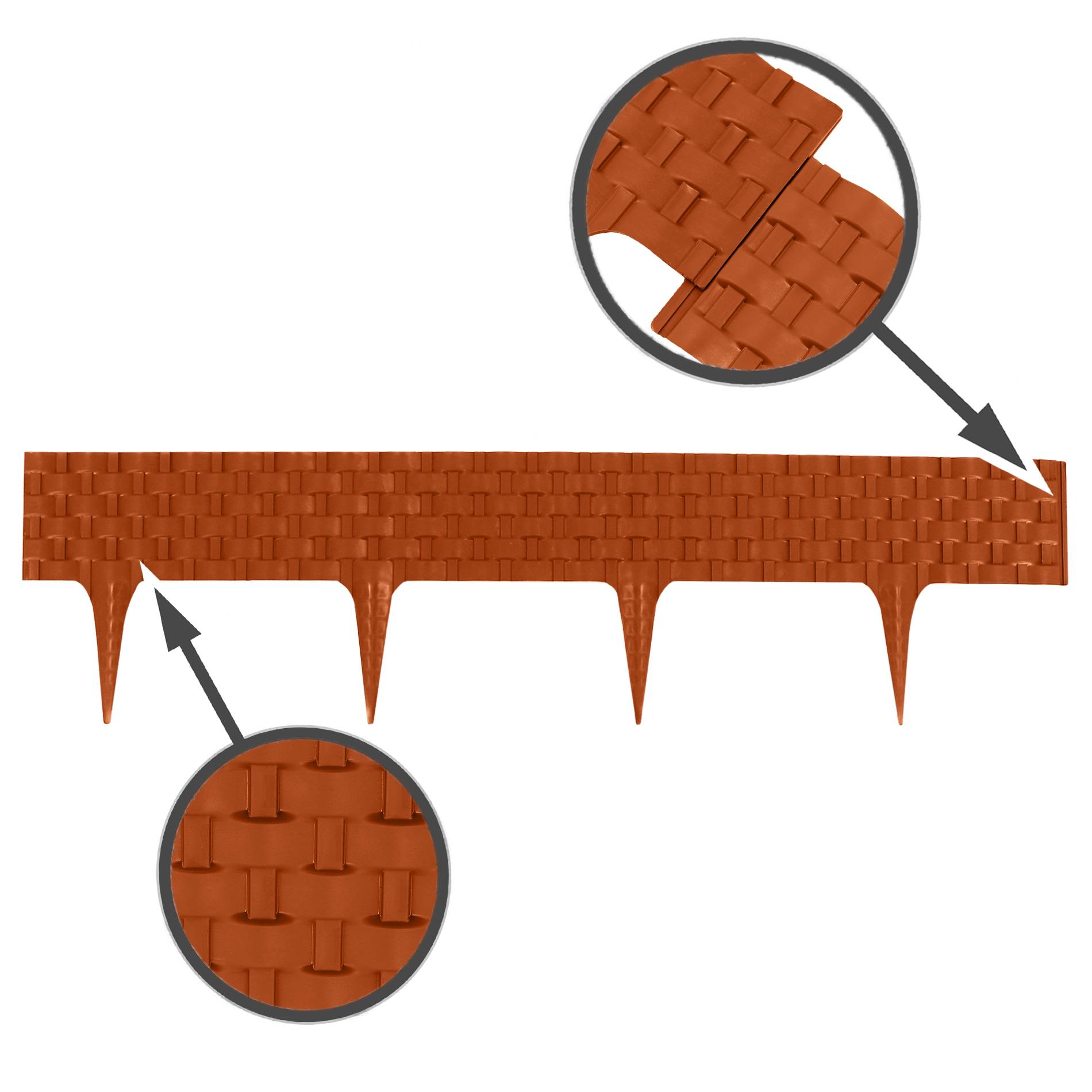 Bordure de pelouse aspect rotin terracotta 4x80 cm – Bordure jardin plastique flexible massif - Image 2