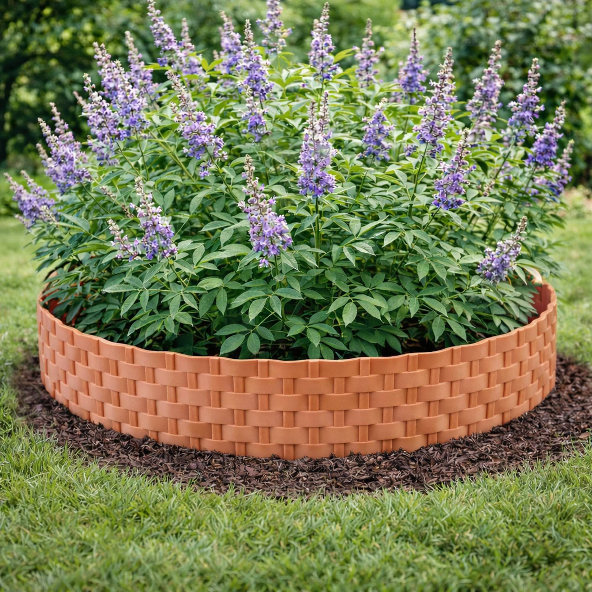 Bordure de pelouse aspect rotin terracotta 4x80 cm – Bordure jardin plastique flexible massif - Image 6