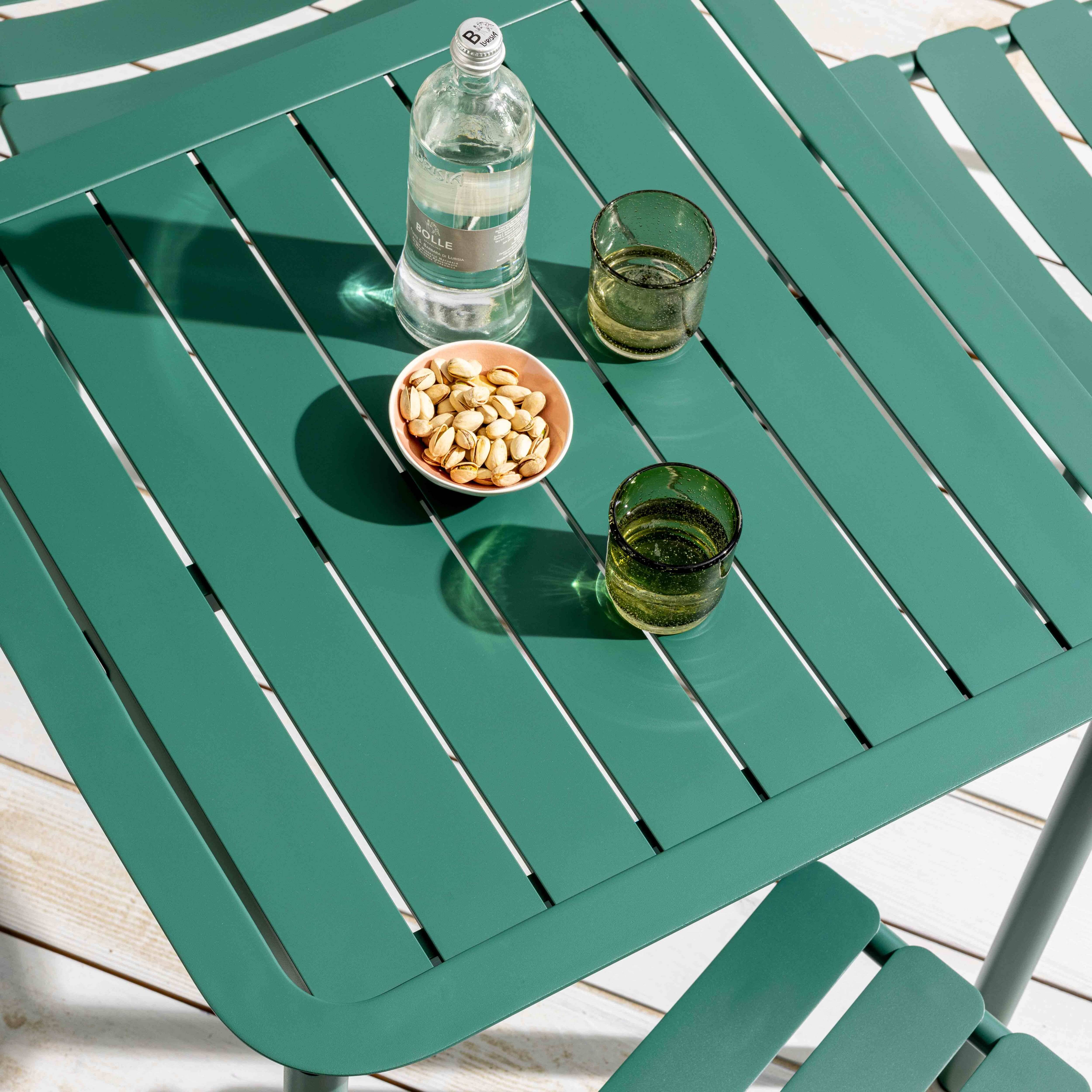 Oviala - Ensemble table de terrasse 70cm et 2 chaises vert foncé Almada - Oviala - Imagen 4