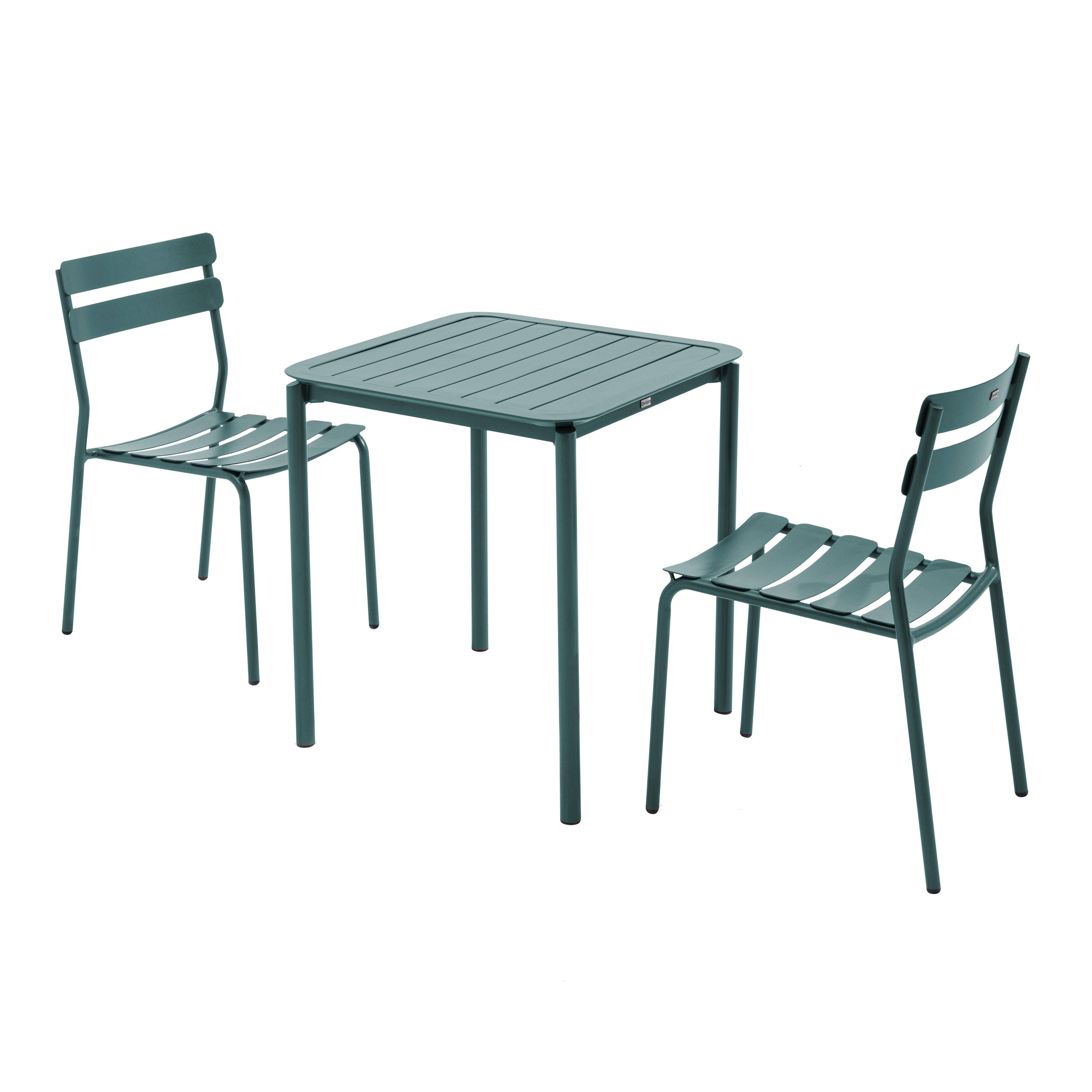 Oviala - Ensemble table de terrasse 70cm et 2 chaises vert foncé Almada - Oviala - Imagen 1