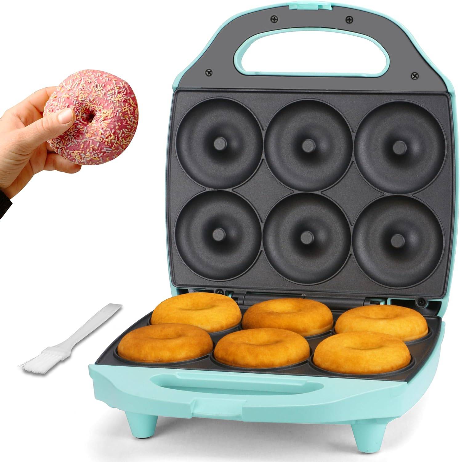 Mini Machine à Donuts Électrique 7 Donuts - 1000W Antiadhésif - Préparez Des Beignets Maison Facilement