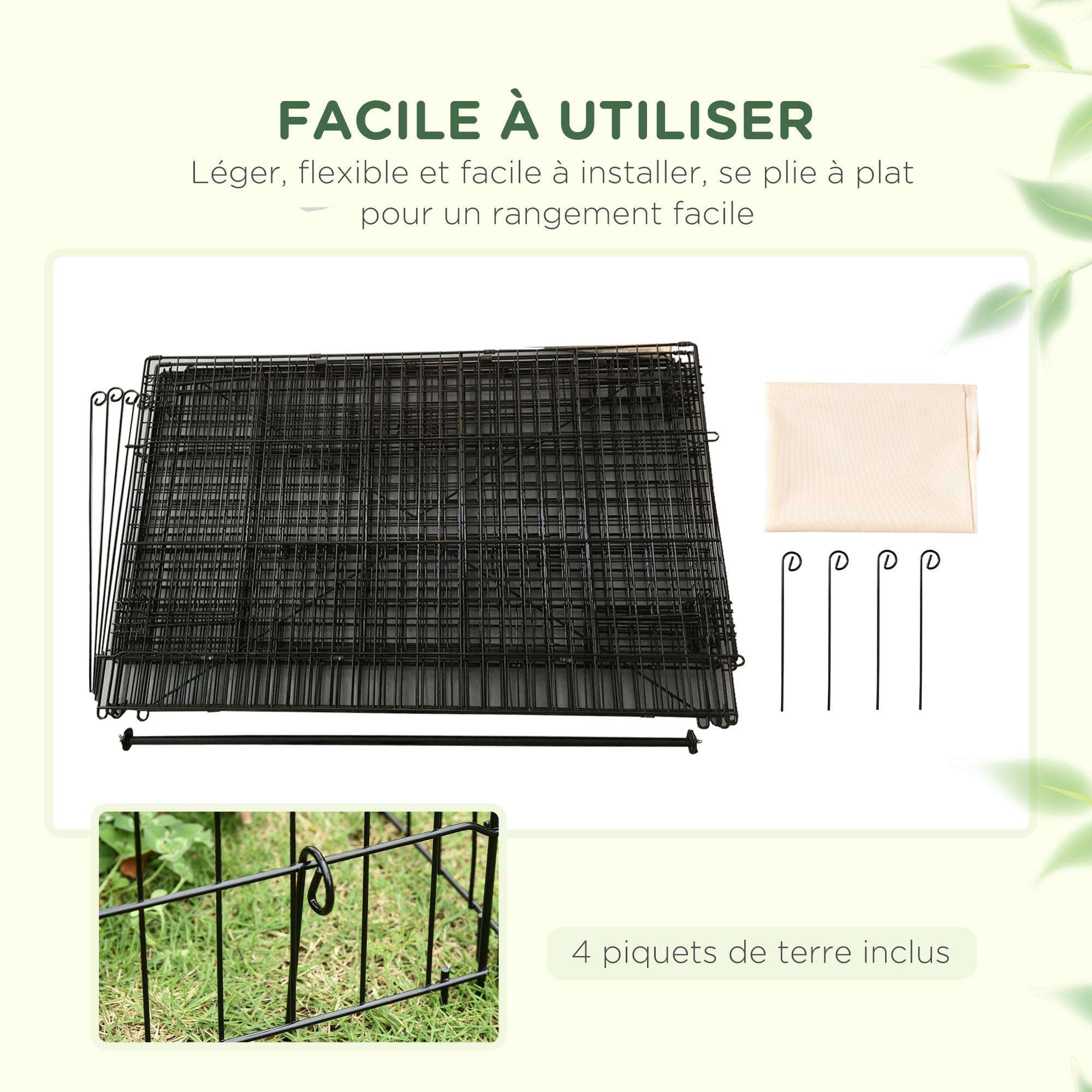 Enclos extérieur pour animaux acier galvanisé noir et beige 220 x 103 x 103 cm - PANGIVO - Image 8