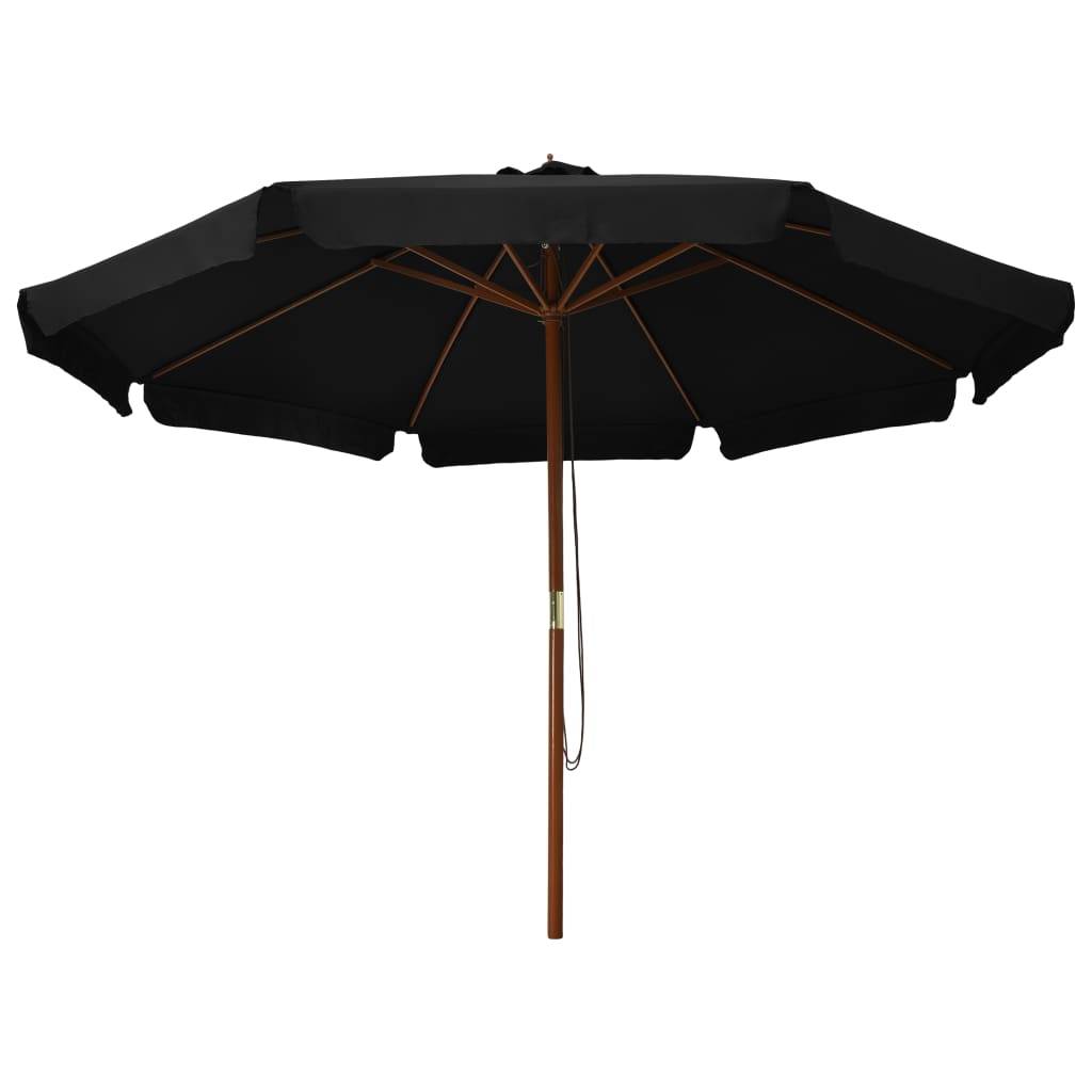 Parasol extérieur mât bois noir 330 x 240 cm - PANGIVO - Image 2