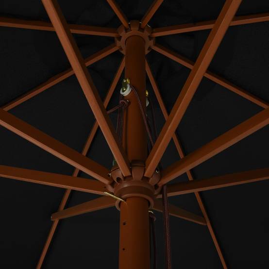 Parasol extérieur mât bois noir 330 x 240 cm - PANGIVO - Image 4