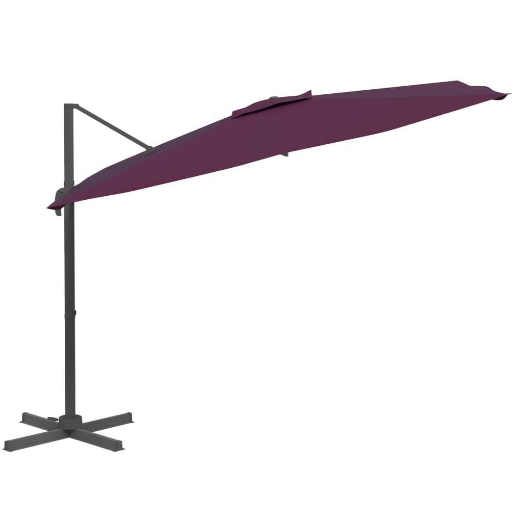 Helloshop26 - Parasol meuble de jardin déporté avec mât en aluminium 400 x 300 cm bordeaux - Imagen 2