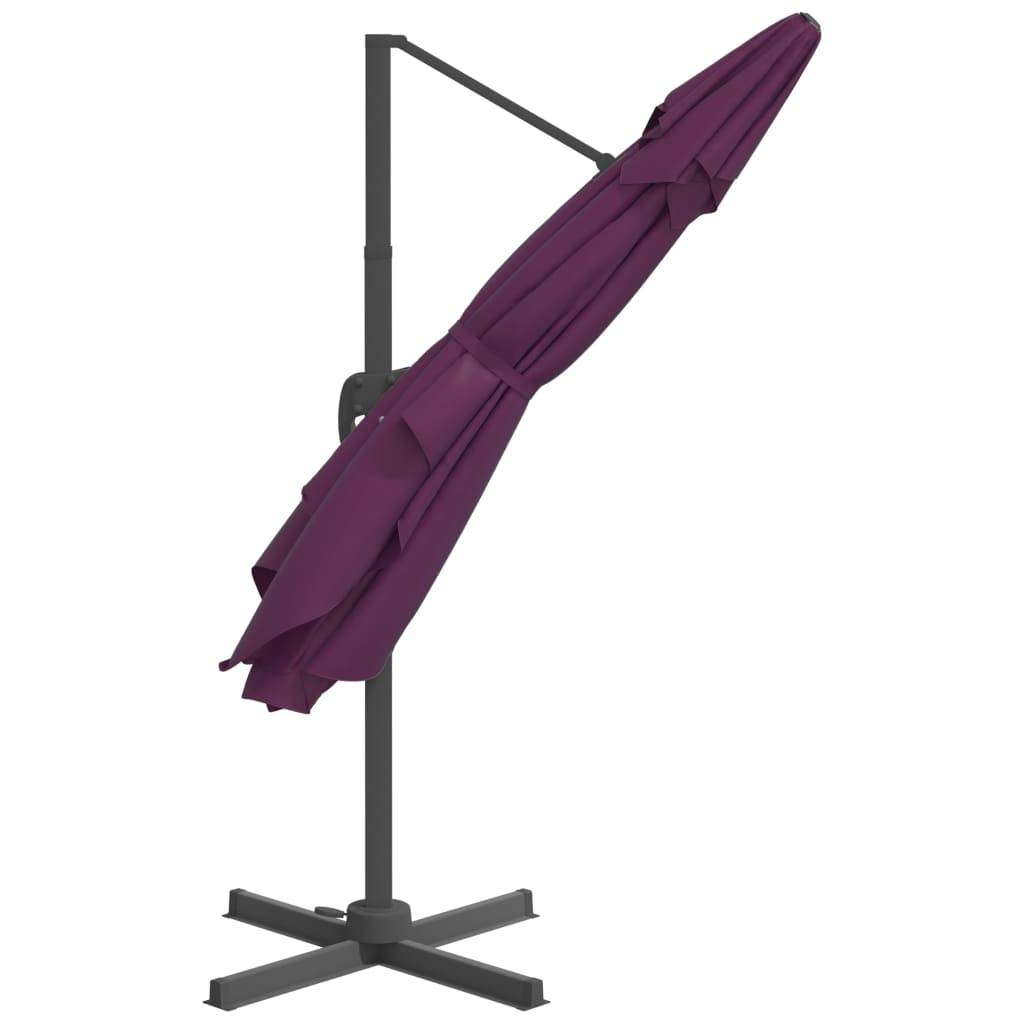 Helloshop26 - Parasol meuble de jardin déporté avec mât en aluminium 400 x 300 cm bordeaux - Imagen 4