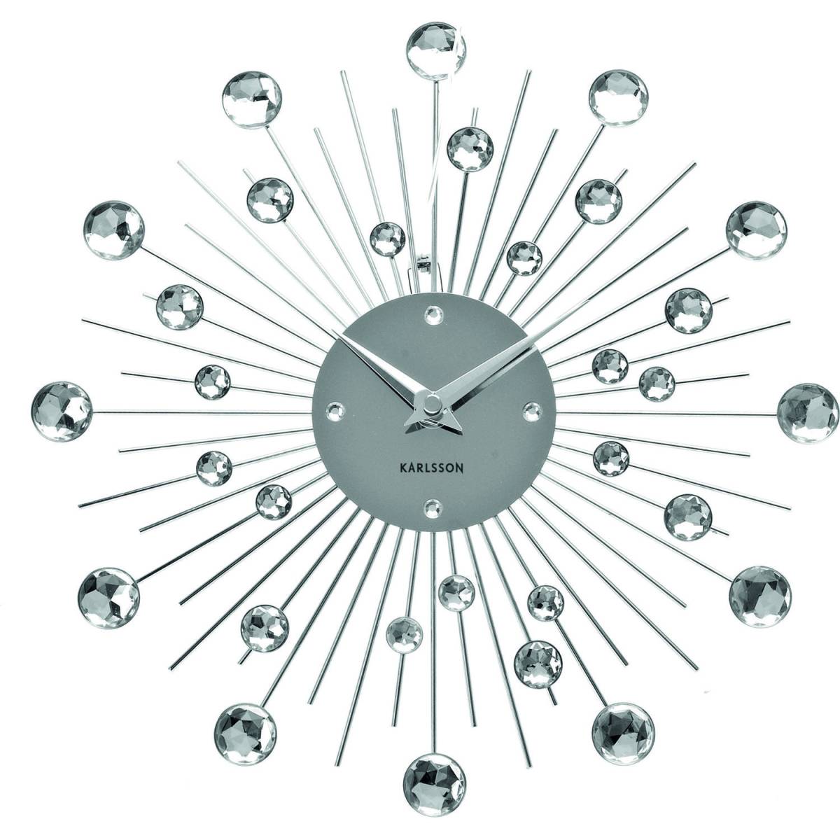 Karlsson - Horloge ronde en métal Sunburst 30 cm Chrome - Imagen 1