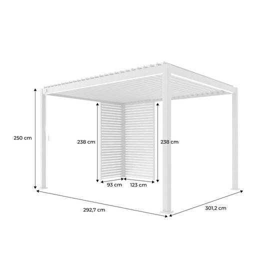 sweeek - Pergola bioclimatique aluminium 4x3m blanc + 1 persienne 100cm + 1 persienne 130cm Triomphe | sweeek - Image 4