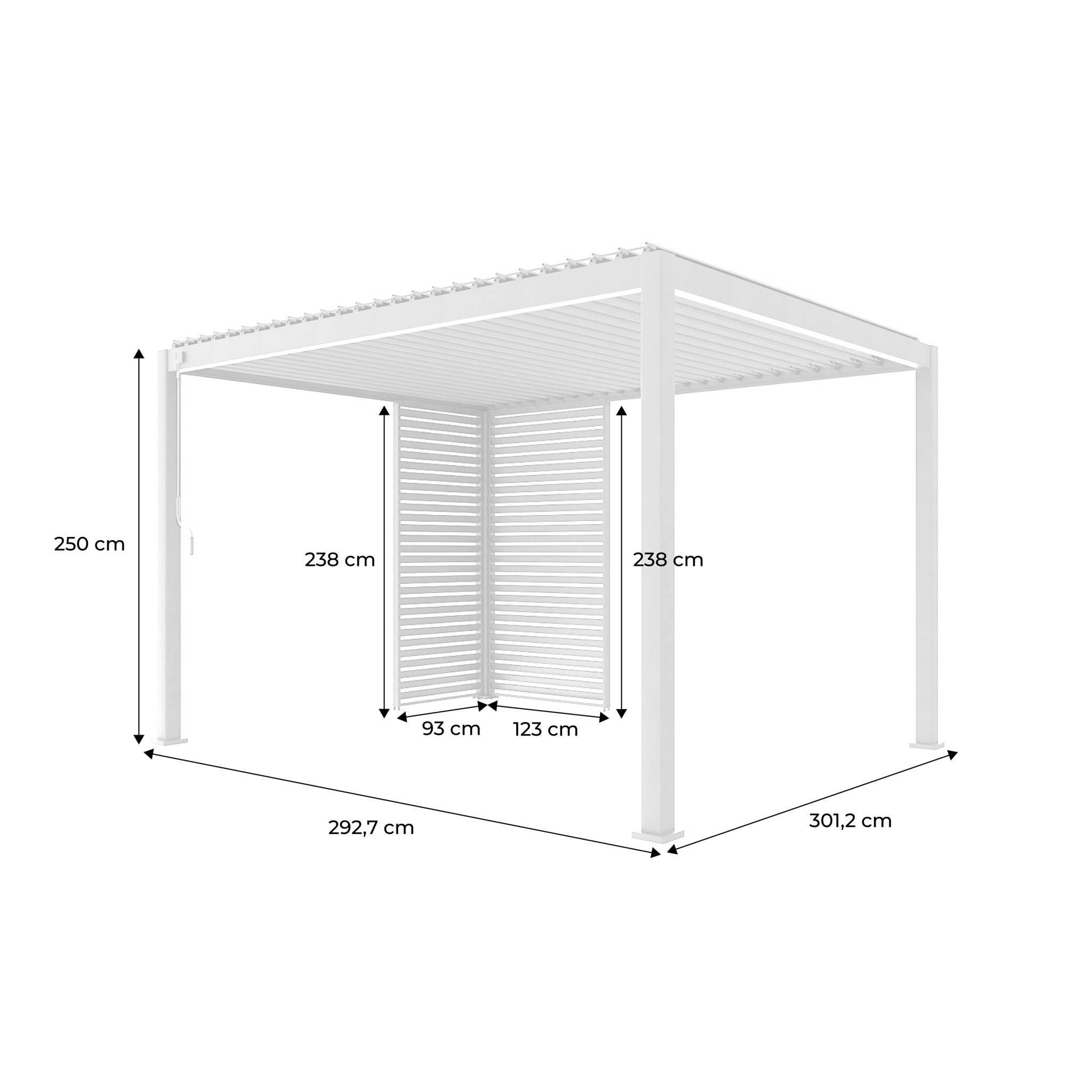 sweeek - Pergola bioclimatique aluminium 4x3m blanc + 1 persienne 100cm + 1 persienne 130cm Triomphe | sweeek - Image 4