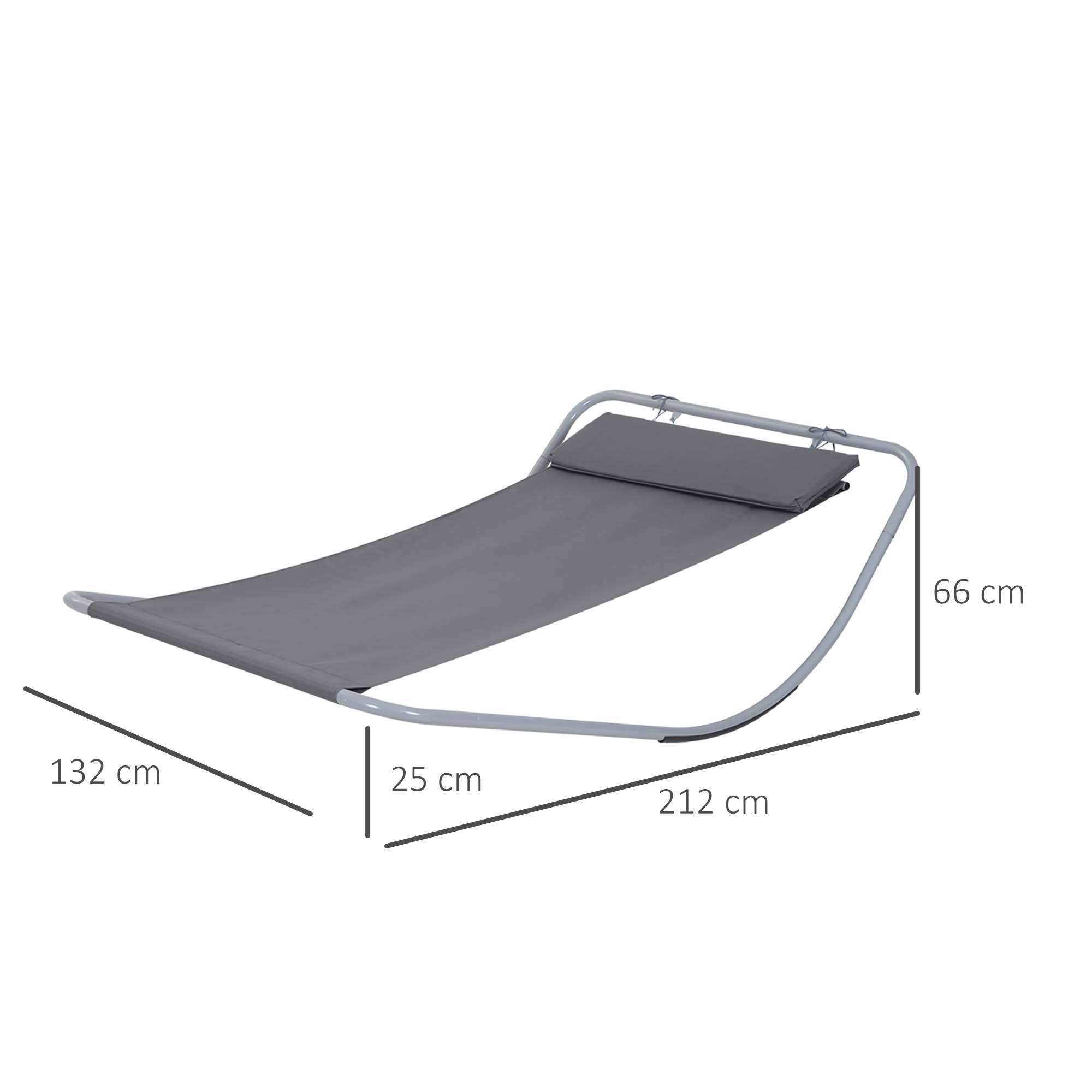 Homcom - Bain de soleil transat de jardin bascule hamac 212L x 130l x 60H cm gris - HOMCOM - Imagen 3