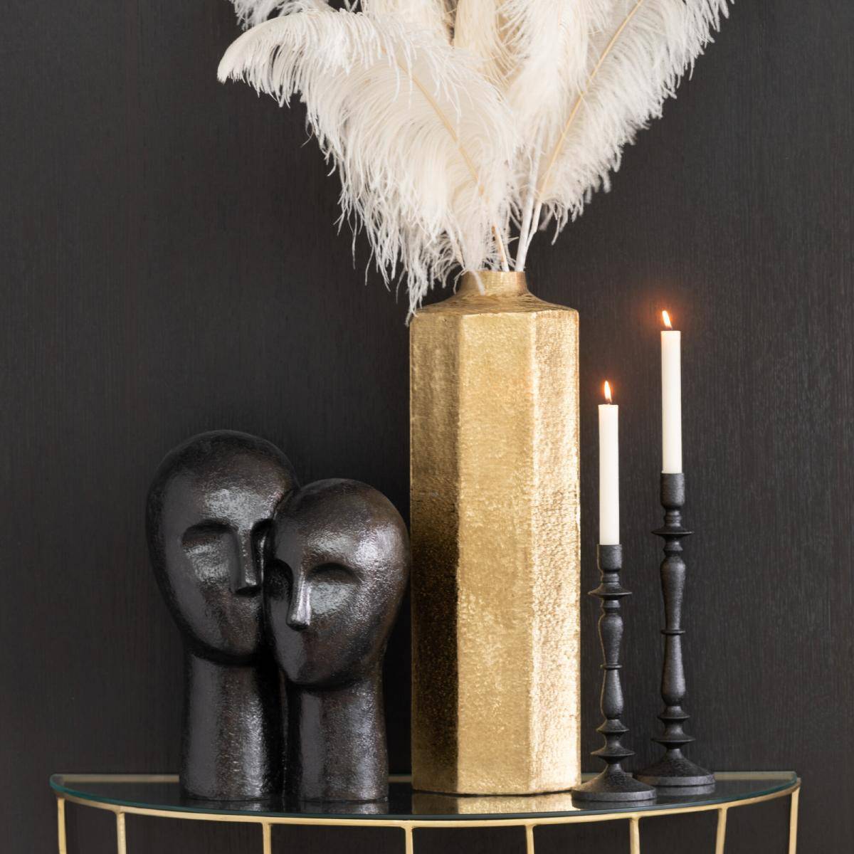 Vase Haut Déco "Octogone" 55cm Or - Image 4