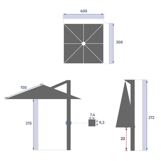 Hesperide - Parasol déporté rectangulaire "Melhia" anthracite 4x3m Hespéride - Image 8