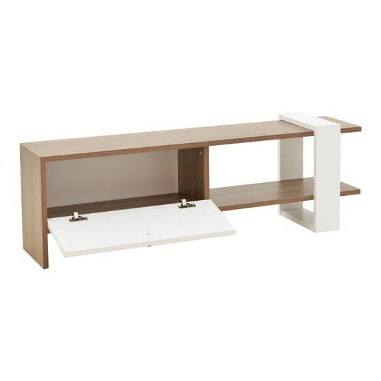 meuble tv salon blanc-noyer 120x25x37 cm - Image 3