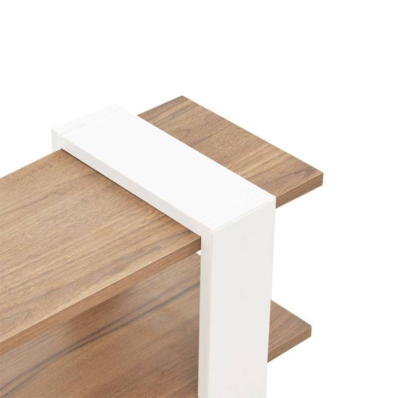 meuble tv salon blanc-noyer 120x25x37 cm - Image 5