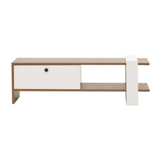 meuble tv salon blanc-noyer 120x25x37 cm - Image 2