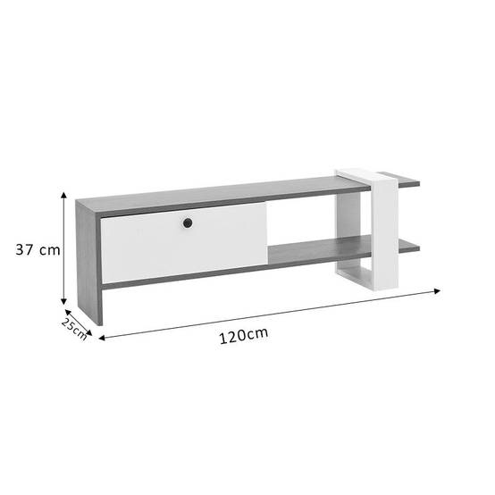 meuble tv salon blanc-noyer 120x25x37 cm - Image 6