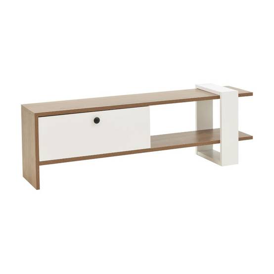 meuble tv salon blanc-noyer 120x25x37 cm - Image 1