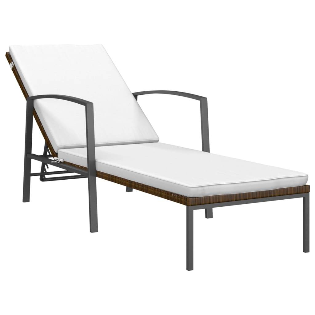 Helloshop26 - Lot de 2 transats chaise longue bain de soleil lit de jardin terrasse meuble d'extérieur avec table résine tressée marron - Imagen 2