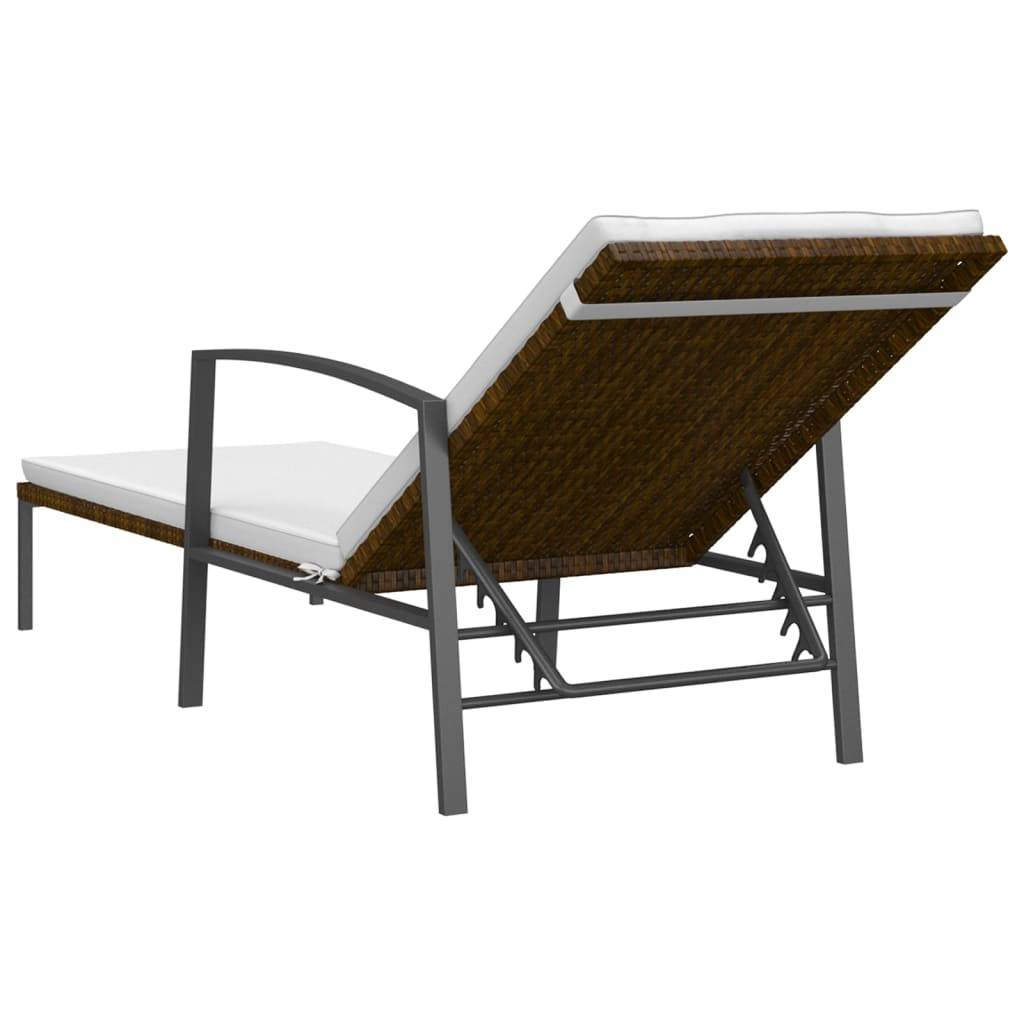 Helloshop26 - Lot de 2 transats chaise longue bain de soleil lit de jardin terrasse meuble d'extérieur avec table résine tressée marron - Imagen 5