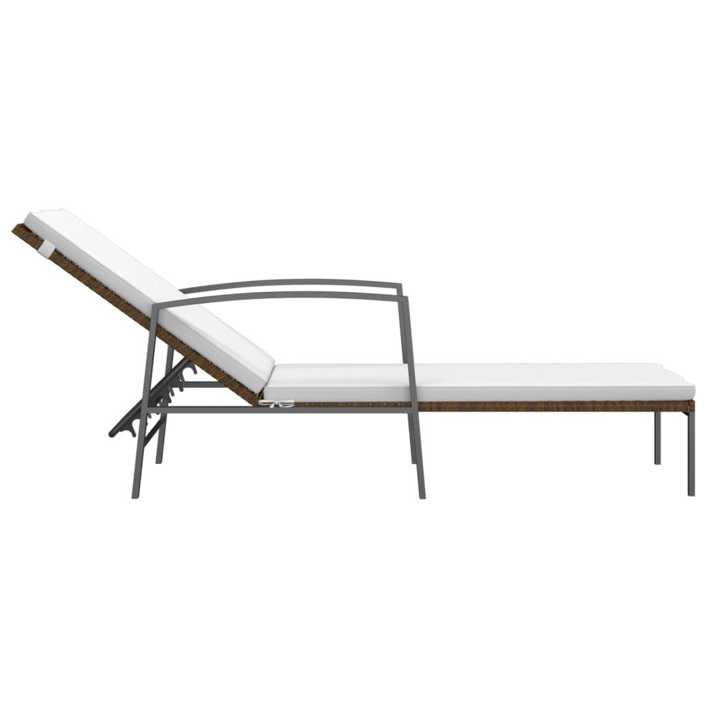 Helloshop26 - Lot de 2 transats chaise longue bain de soleil lit de jardin terrasse meuble d'extérieur avec table résine tressée marron - Imagen 4