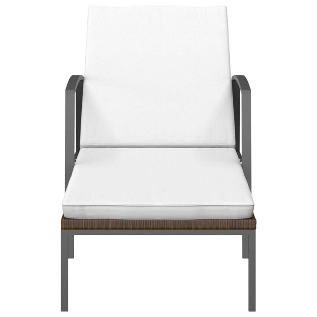 Helloshop26 - Lot de 2 transats chaise longue bain de soleil lit de jardin terrasse meuble d'extérieur avec table résine tressée marron - Imagen 3