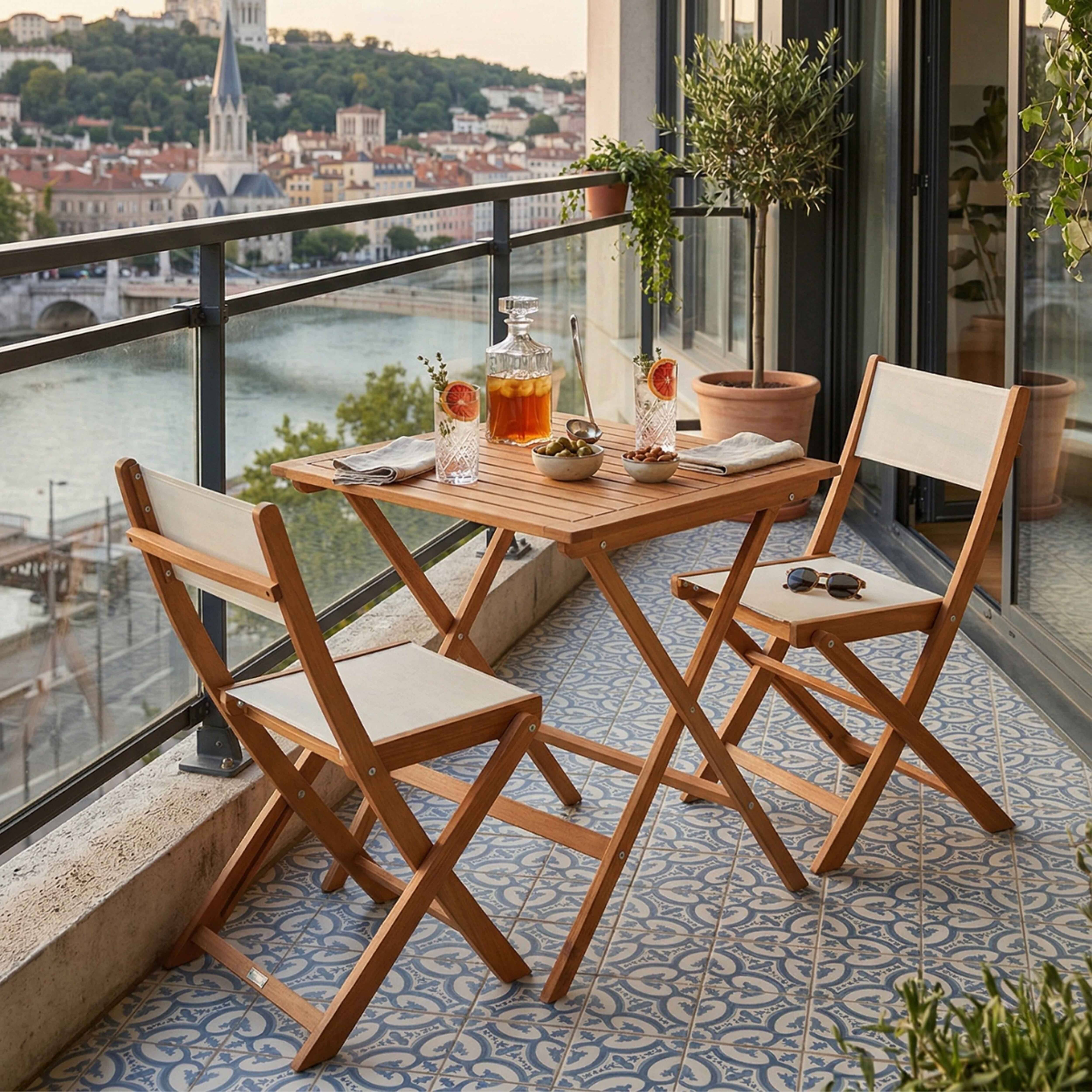 Oviala - Ensemble table carrée pliante et 2 chaises pliantes blanches Sete - Oviala - Image 2