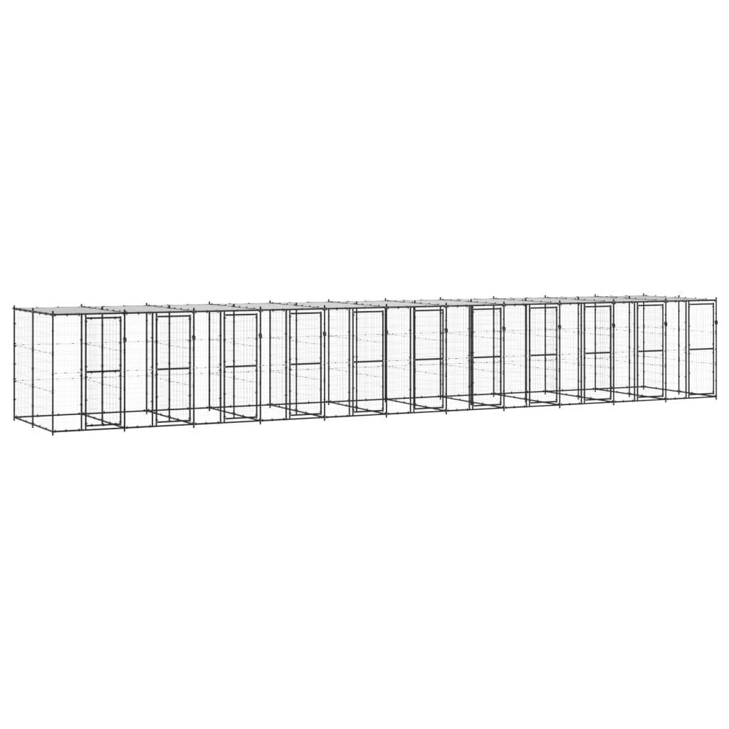 Helloshop26 - Chenil extérieur cage enclos parc animaux chien extérieur acier avec toit 26,62 m² - Imagen 1