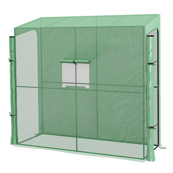Serre adossée en polyéthylène vert 200 x 80 x 200 cm - PANGIVO - Image 1