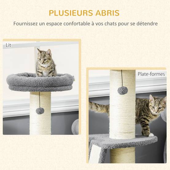 Arbre à chat contemporain bois pour maison repos et jeu 48x48x92cm gris foncé - ComfortXL Outdoor Living - Image 6