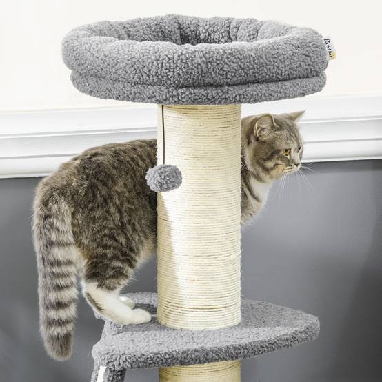 Arbre à chat contemporain bois pour maison repos et jeu 48x48x92cm gris foncé - ComfortXL Outdoor Living - Image 10