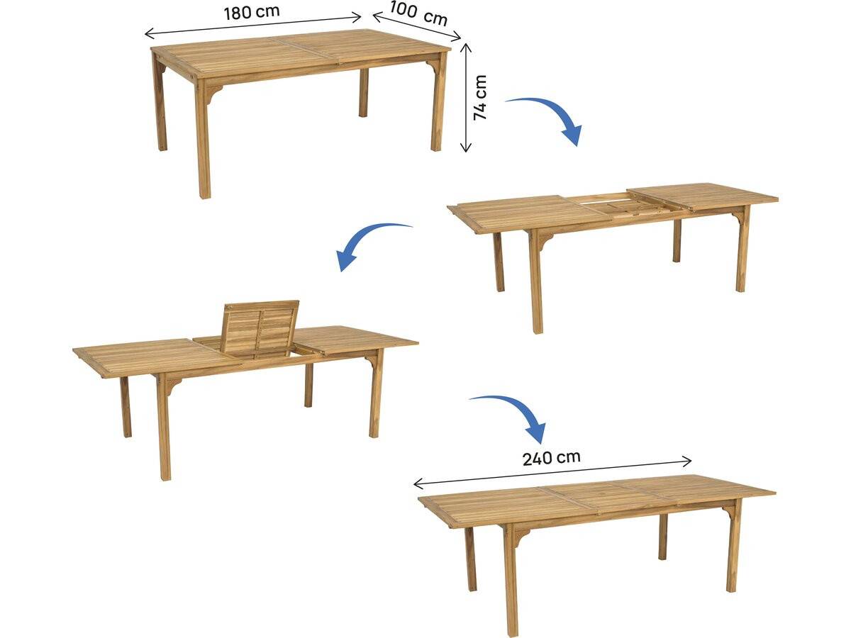 Habitat Et Jardin - Table De Jardin Extensible En Bois 180/240 Cm "valladolid" – 6 à 10 Places - Marron -habitat Et Jardin - Image 3