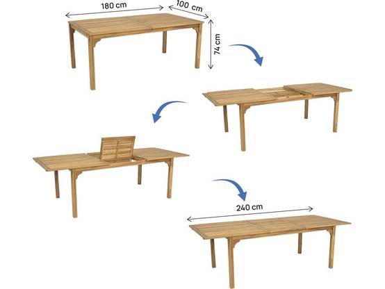 Table De Jardin Extensible En Bois 180/240 Cm "valladolid" – 6 à 10 Places - Marron -habitat Et Jardin - Image 3