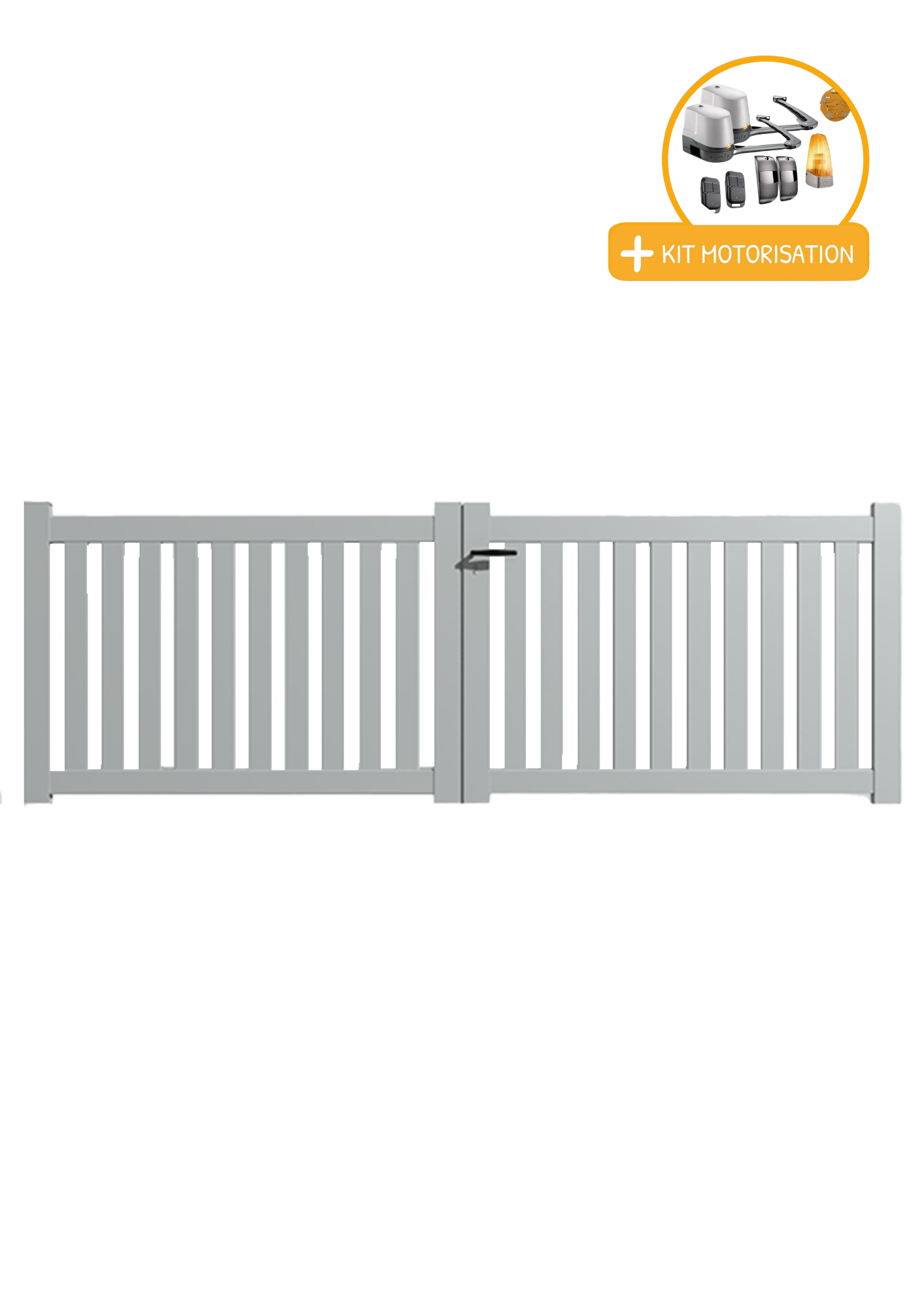 Portail Packit - Portail alu battant ajouré en kit +MOT dim. L.3000 (entre piliers) X H.1200 mmMOT LOCKYVIA (à bras)  Gris Lumière (RAL 7035)