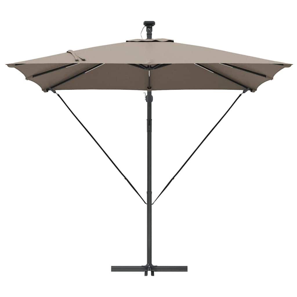 Parasol banane à mât déporté acier couleur taupe 249 x 249 x 250 cm - PANGIVO - Image 4