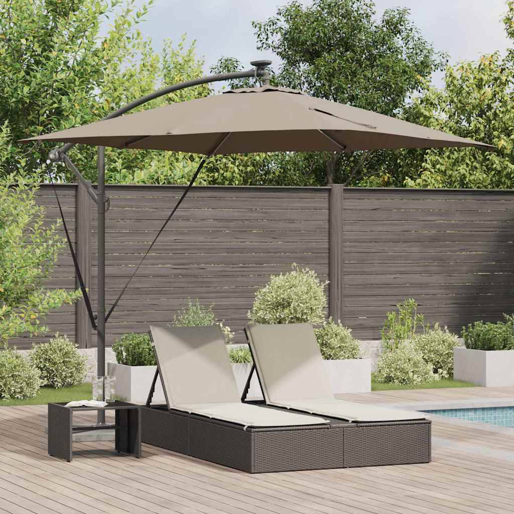 Parasol banane à mât déporté acier couleur taupe 249 x 249 x 250 cm - PANGIVO - Image 1