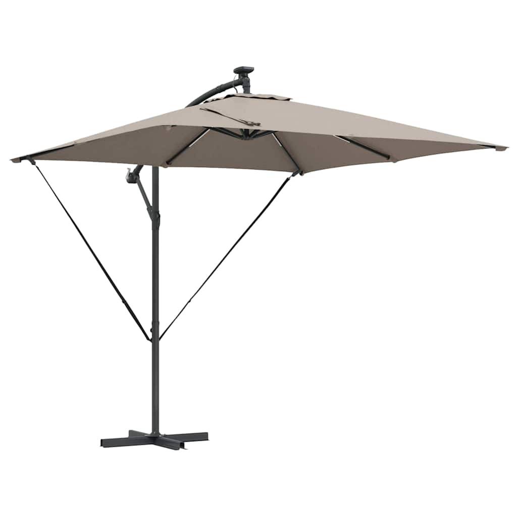 Parasol banane à mât déporté acier couleur taupe 249 x 249 x 250 cm - PANGIVO - Image 2