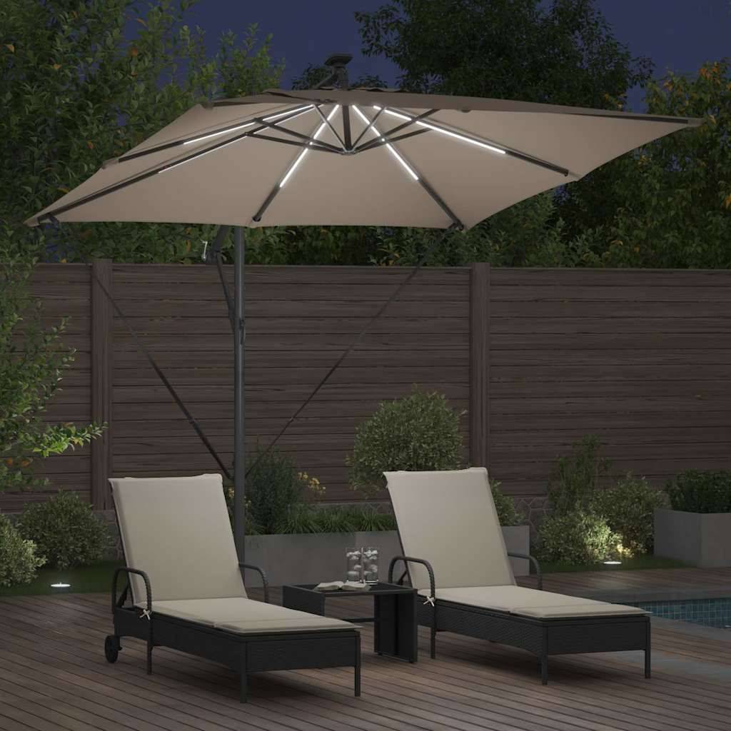 Parasol banane à mât déporté acier couleur taupe 249 x 249 x 250 cm - PANGIVO - Image 3