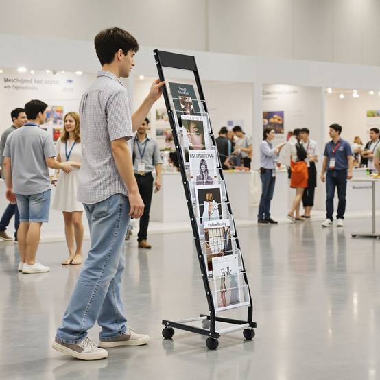 VEVOR Présentoir à brochures 6 niveaux sur pied avec roulettes pour magazines - Image 8