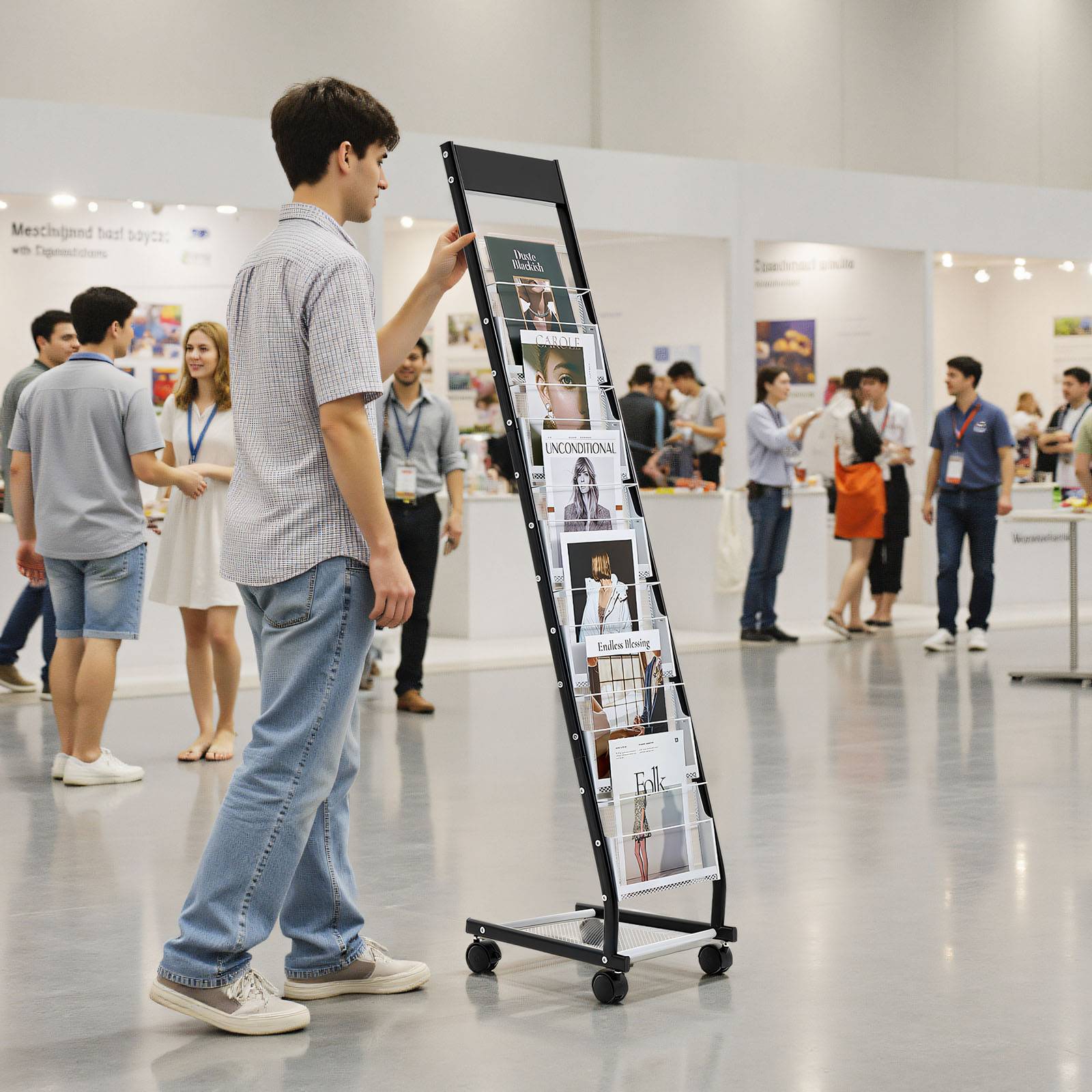 VEVOR Présentoir à brochures 6 niveaux sur pied avec roulettes pour magazines - Image 8