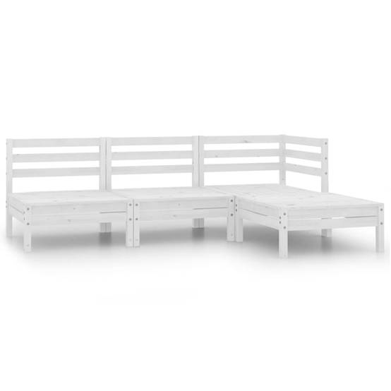 Grand Salon de Jardin Modulable Style Palette en Bois de Pin 4 Pièces Blanc – ComfortXL Outdoor Living - Image 1