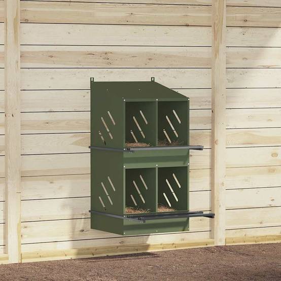 Pondoir à Poules 4 Compartiments en Métal Nichoir de Ponte Double Étage – ComfortXL Outdoor Living - Image 1
