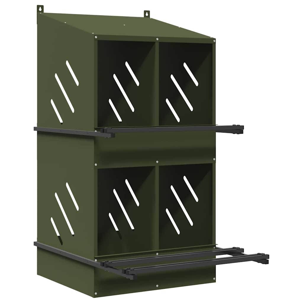 Pondoir à Poules 4 Compartiments en Métal Nichoir de Ponte Double Étage – ComfortXL Outdoor Living - Image 2