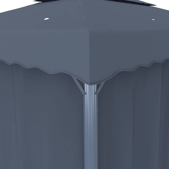 Tonnelle Carrée Aluminium Double Toit avec Rideaux et Moustiquaires Anthracite 3x3 m – ComfortXL Outdoor Living - Image 5