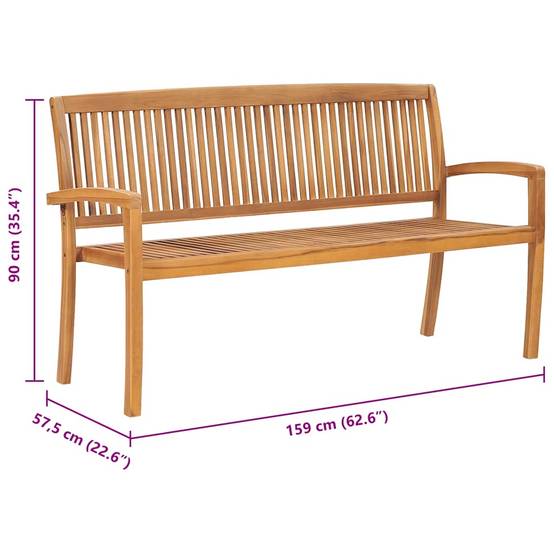 PANGIVO - Banc de jardin bois de teck naturel 159 x 57.5 x 90 cm, Poids:31.1kg - PANGIVO - Image 6